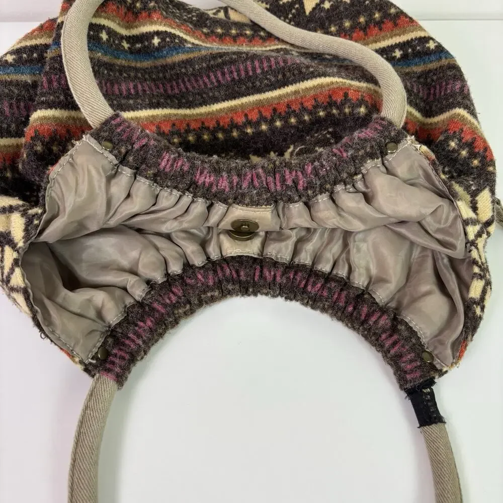 Mossimo Y2K Fair Isle Round Top Handle Purse Flannel Snowflake Winter Hobo Bag